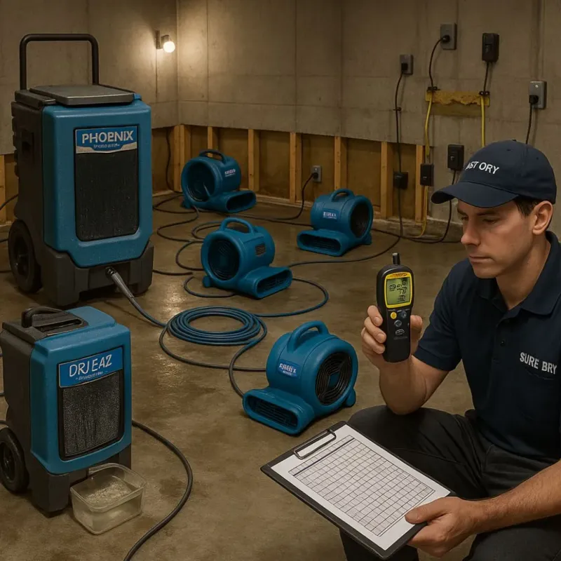 Structural Drying and Dehumidification process in New Union, TN